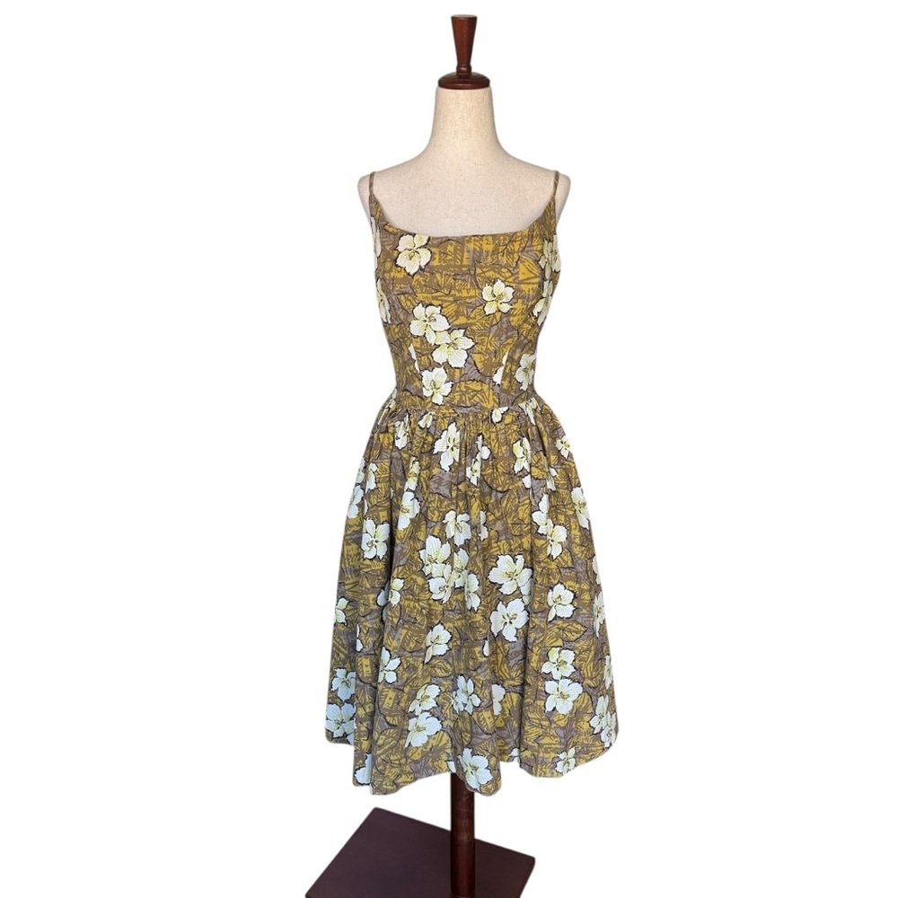 Vintage 50s Cavanagh’s Floral Print Cotton Sun Dress Hawaiian Tiki Aloha XS